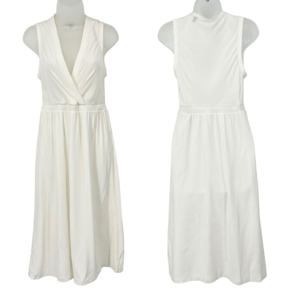 ATM Anthony Thomas Melillo A-Line Dress White Silk V Neck Sleeveless Small NEW - Picture 2 of 15